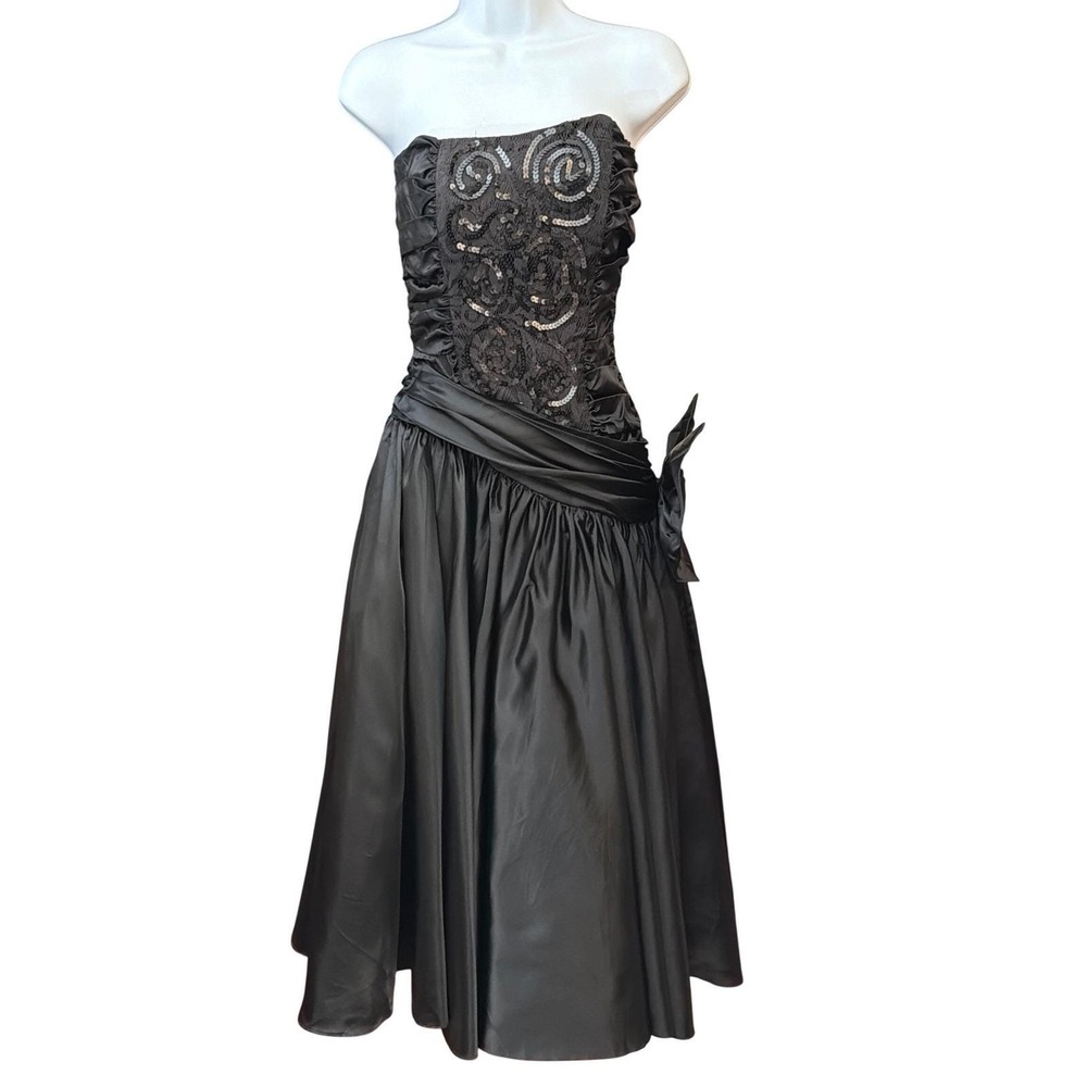 80s Zum Zum Strapless Dress Prom Gothic Glam Party Girl